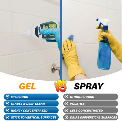 AZQPOD & BUBCLEAN Mold Remover Gel with Scrub Brush – Heavy Duty Mildew Stain Cleaner for Washer Gasket, Shower Caulk, Tile Grout & Bathroom – 7 Fl Oz Household