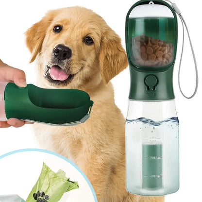 3-in-1 All-in-One Pet Travel Bottle | Water, Food Storage & Poop Bag Holder