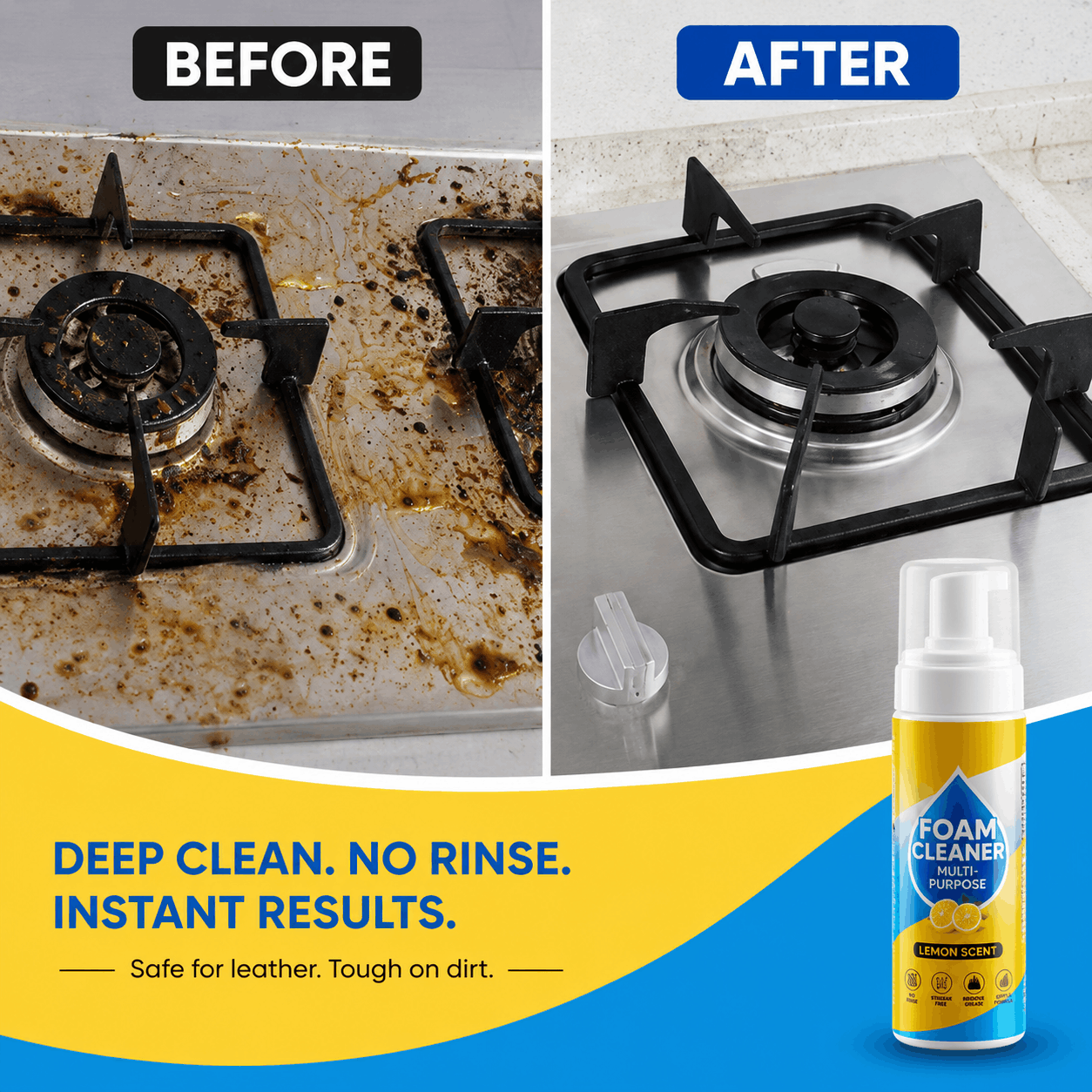 🔥Last Day 50% OFF🔥 Multi-Surface Foam Cleaner | No Rinse Car Interior & Home Cleaning Solution, Wipe & Done