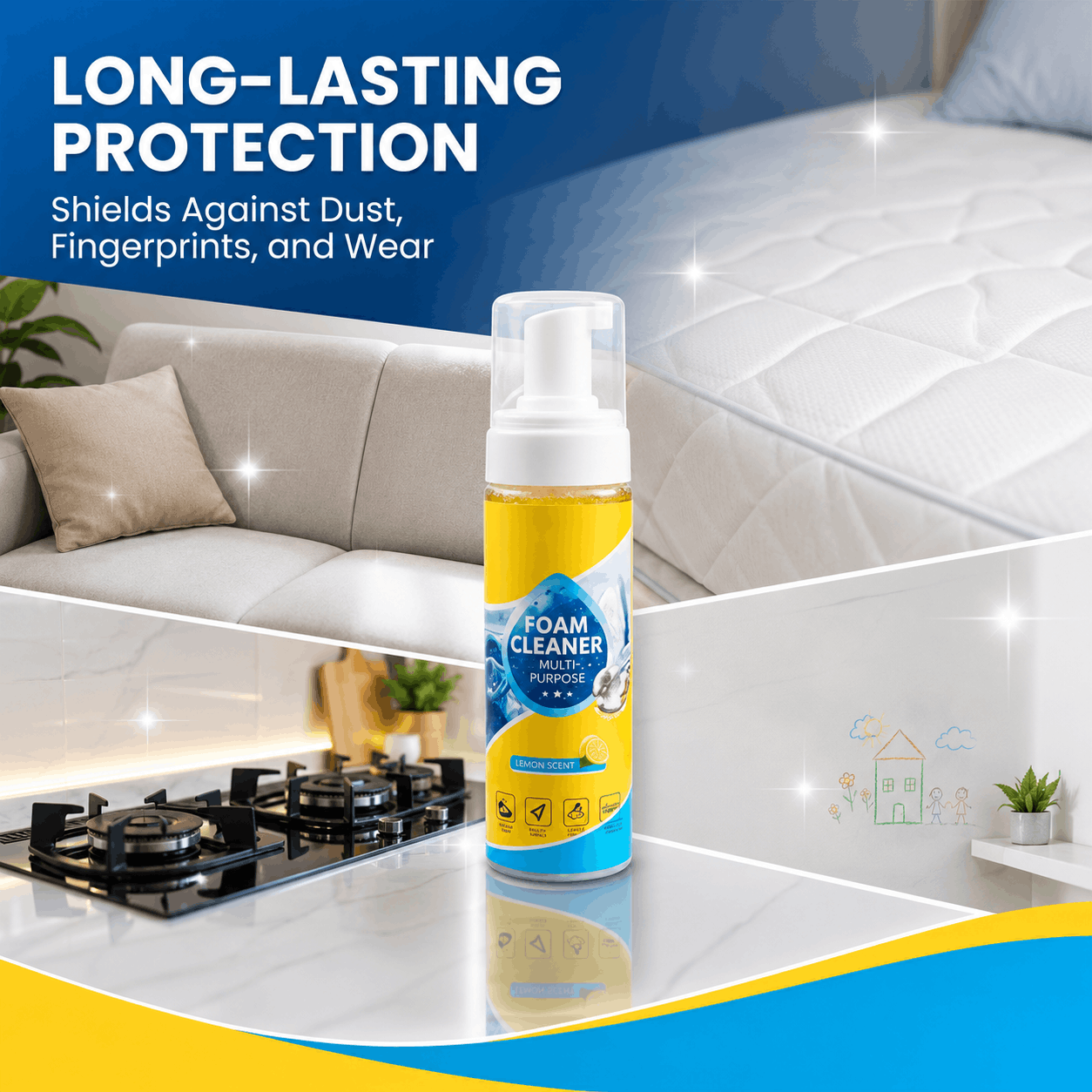 🔥Last Day 50% OFF🔥 Multi-Surface Foam Cleaner | No Rinse Car Interior & Home Cleaning Solution, Wipe & Done