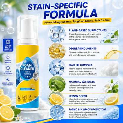 🔥Last Day 50% OFF🔥 Multi-Surface Foam Cleaner | No Rinse Car Interior & Home Cleaning Solution, Wipe & Done