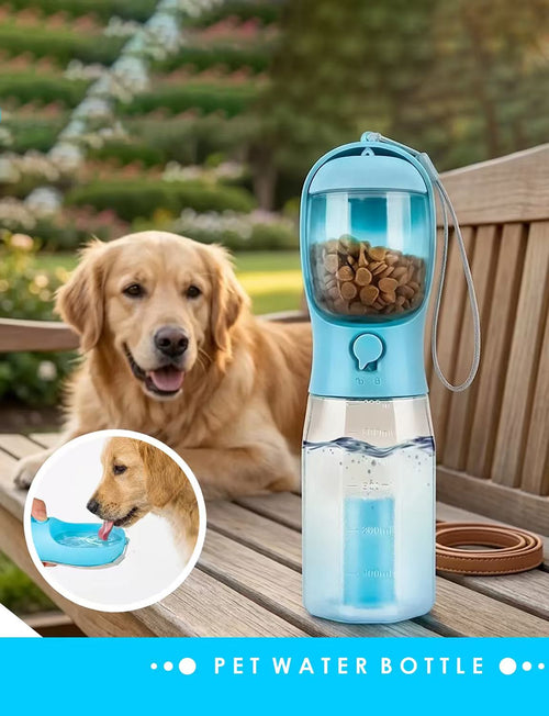 3-in-1 All-in-One Pet Travel Bottle | Water, Food Storage & Poop Bag Holder